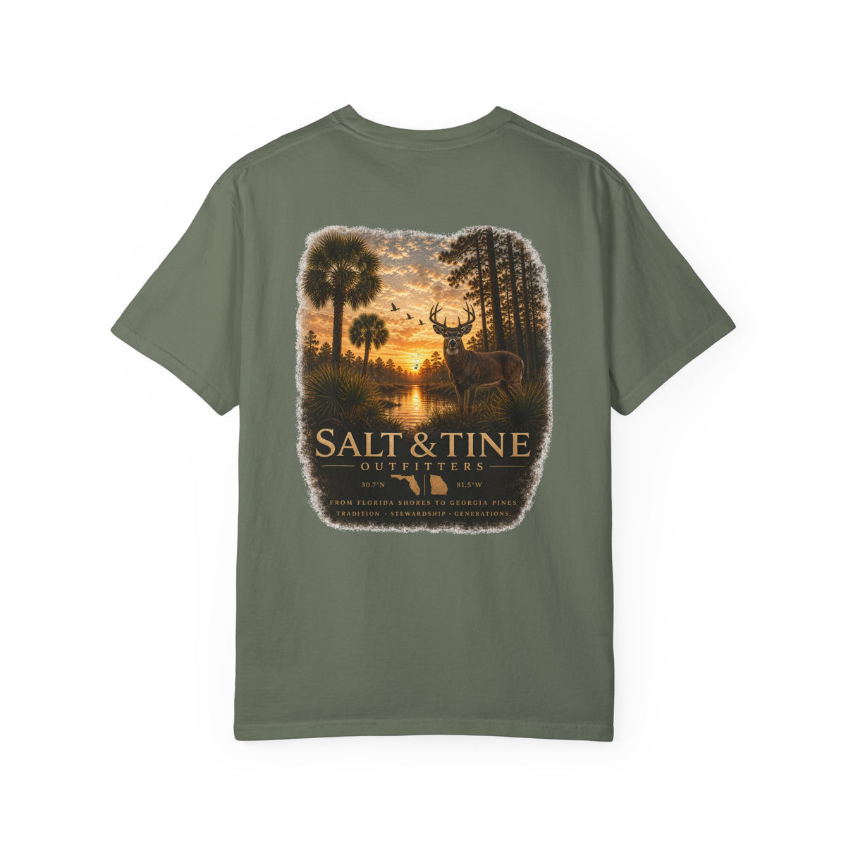 Deer Sunset and Marsh T-Shirt