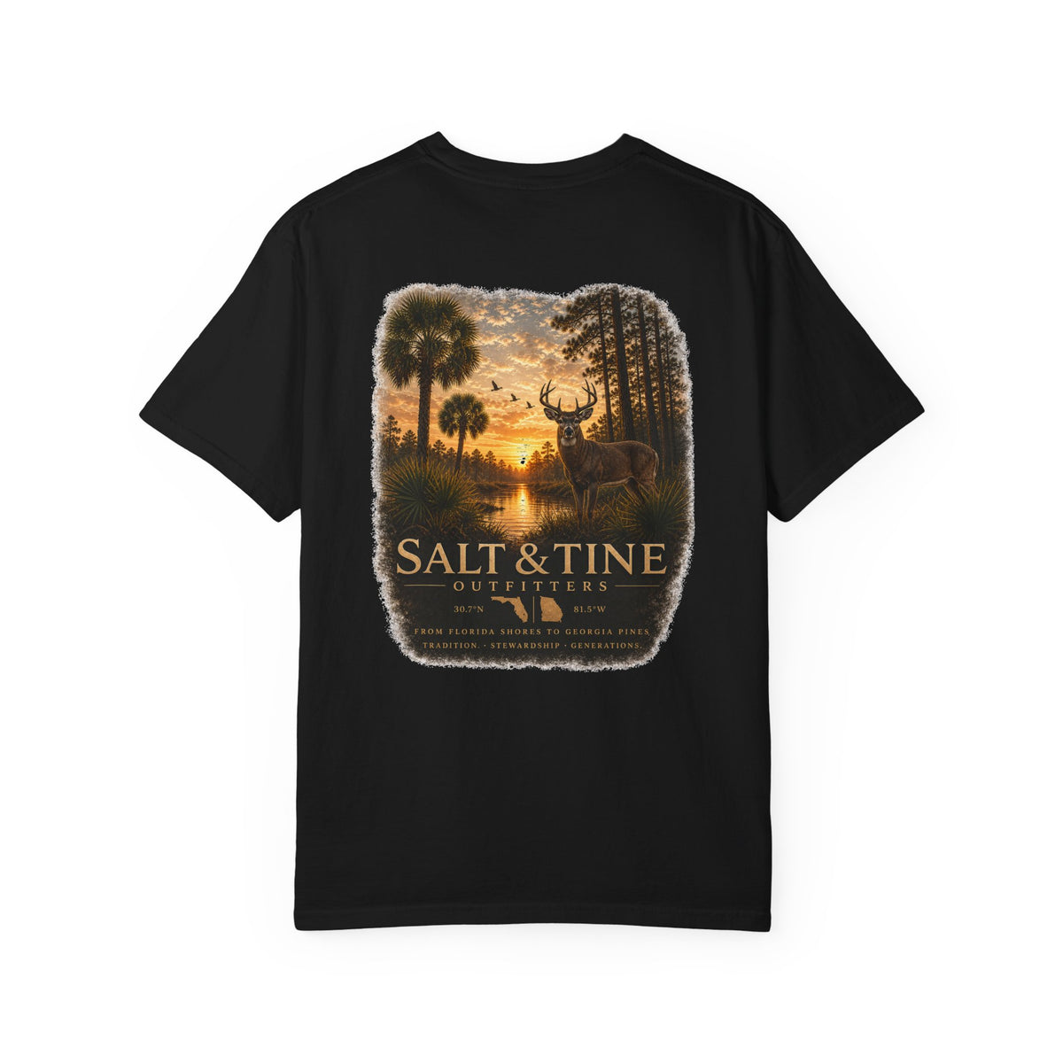 Deer Sunset and Marsh T-Shirt