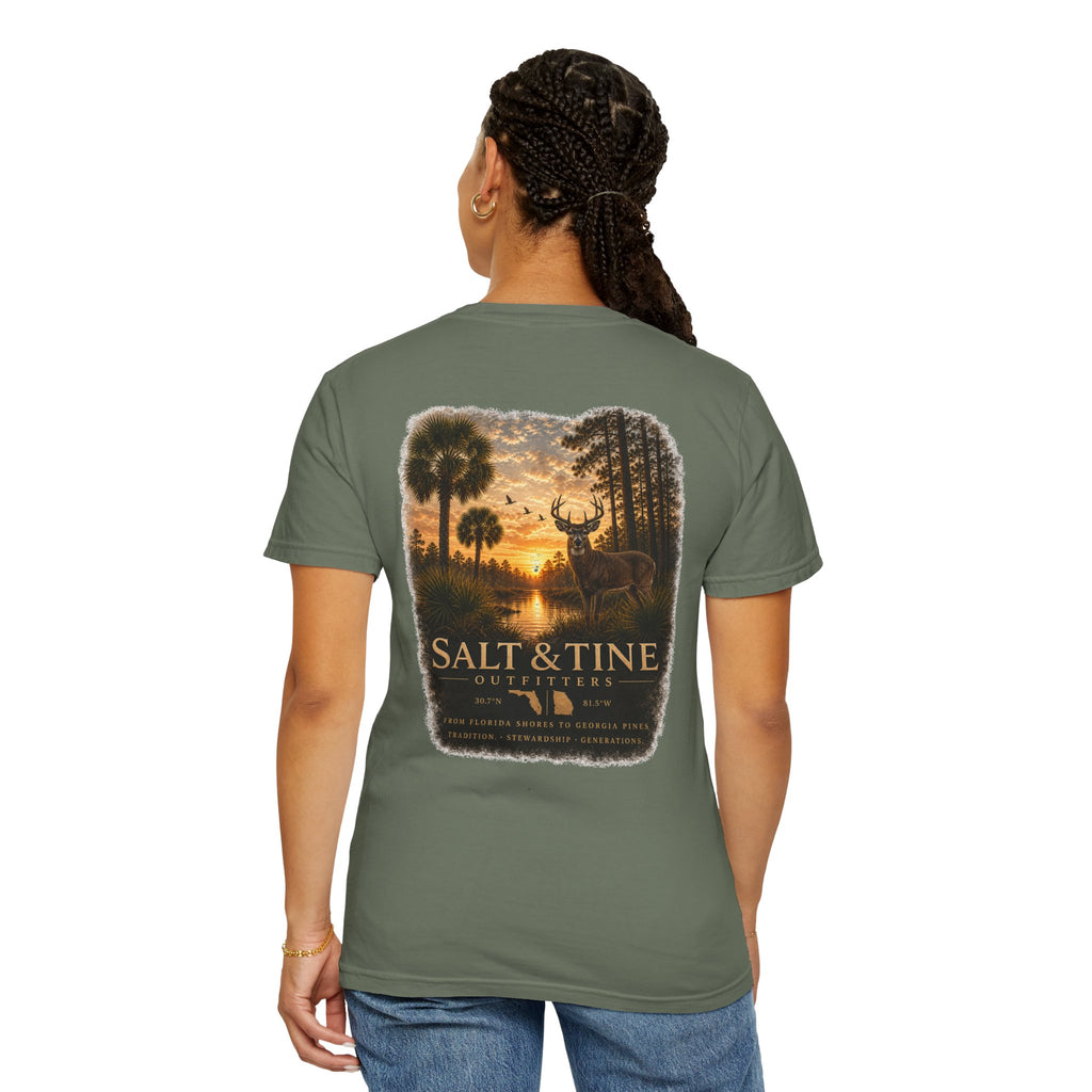 Deer Sunset and Marsh T-Shirt