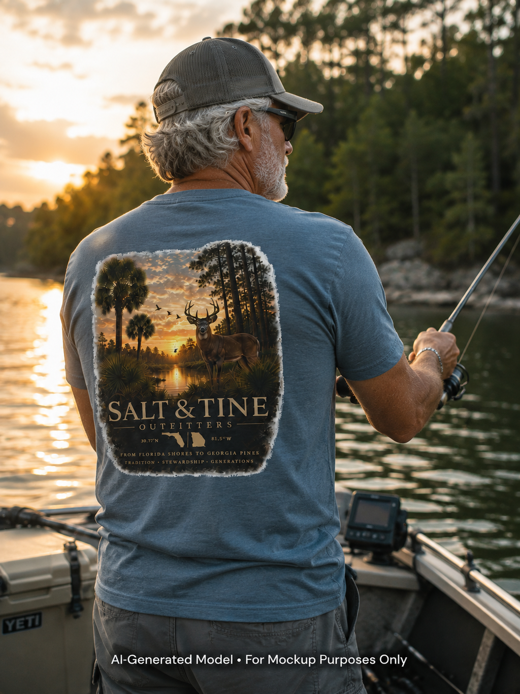 Deer Sunset and Marsh T-Shirt