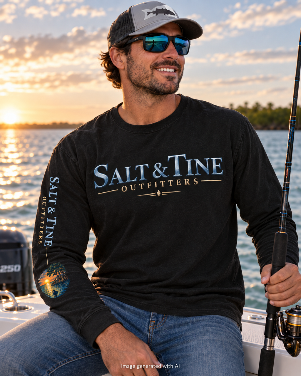Salt & Tine Outfitters Long Sleeve Tee — 'Silver King' Fishing Graphic