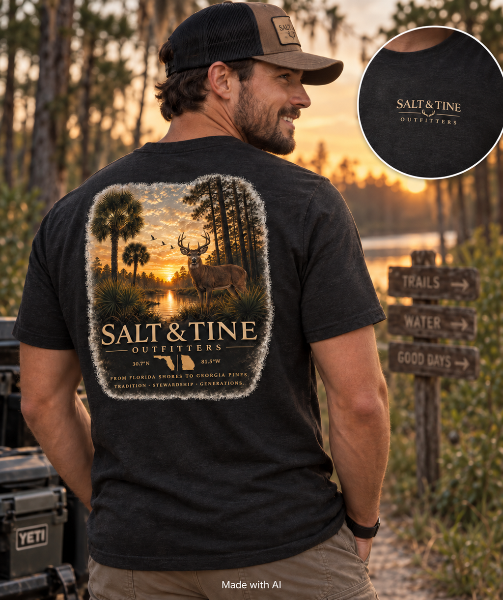 Deer Sunset and Marsh T-Shirt
