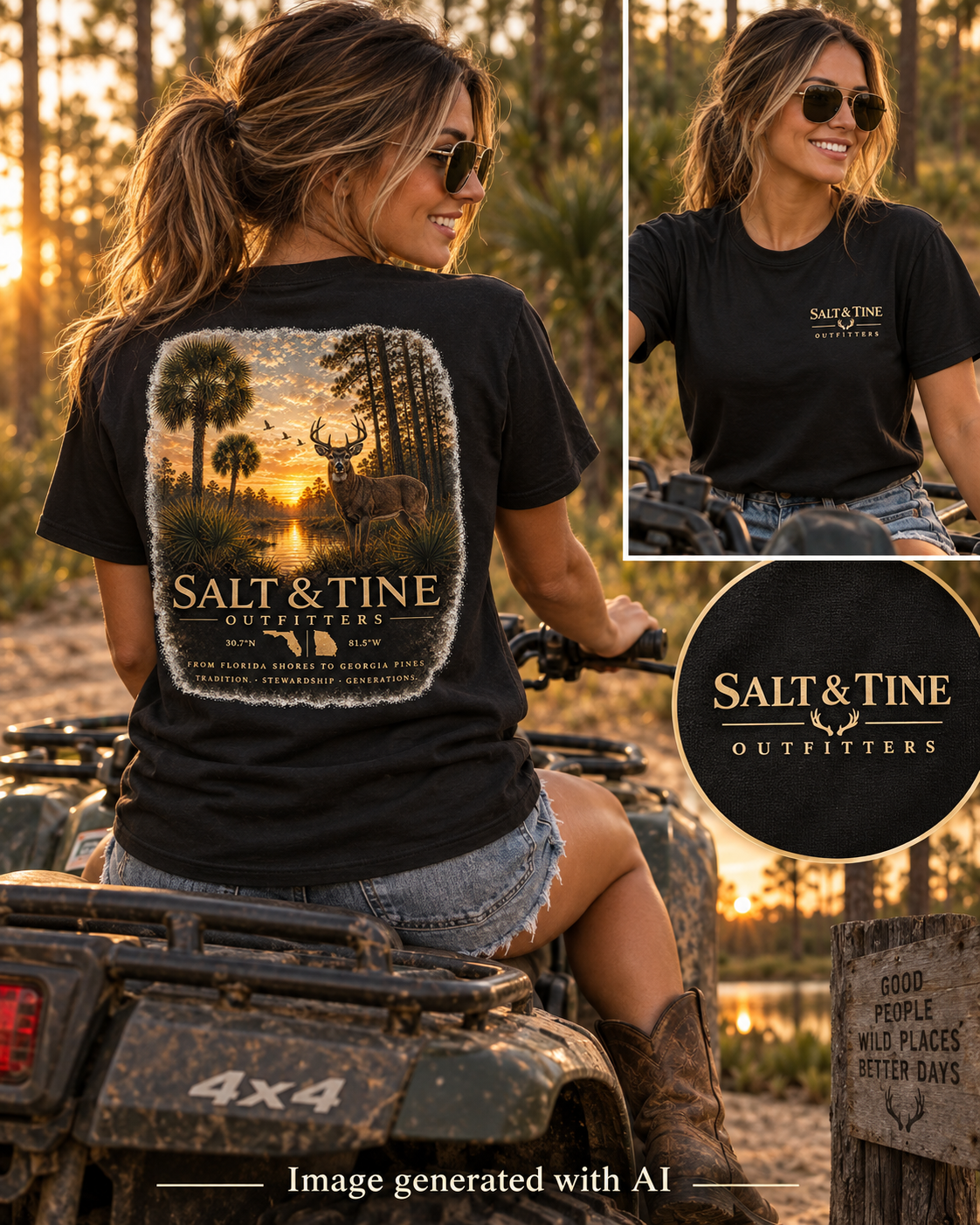 Deer Sunset and Marsh T-Shirt
