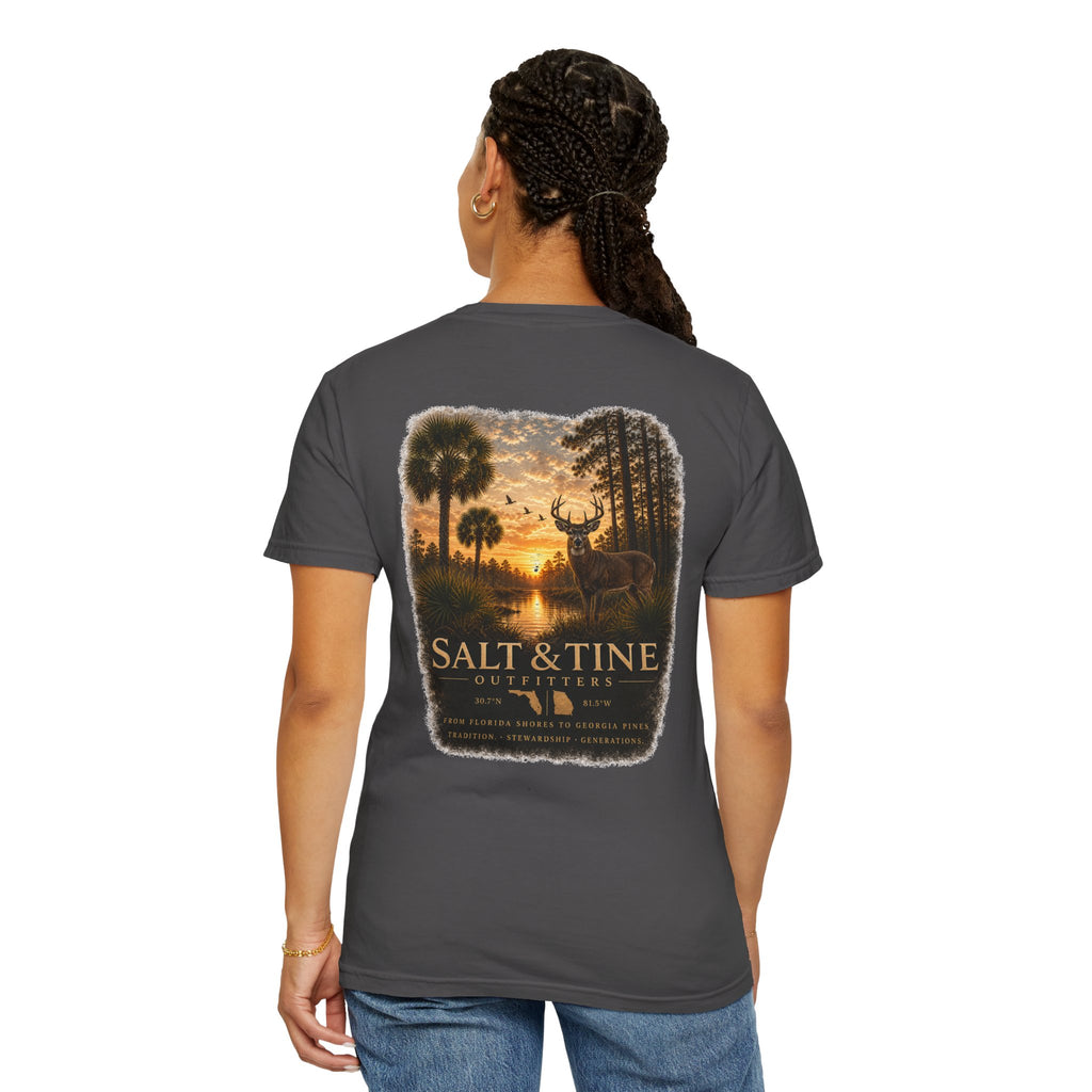 Deer Sunset and Marsh T-Shirt