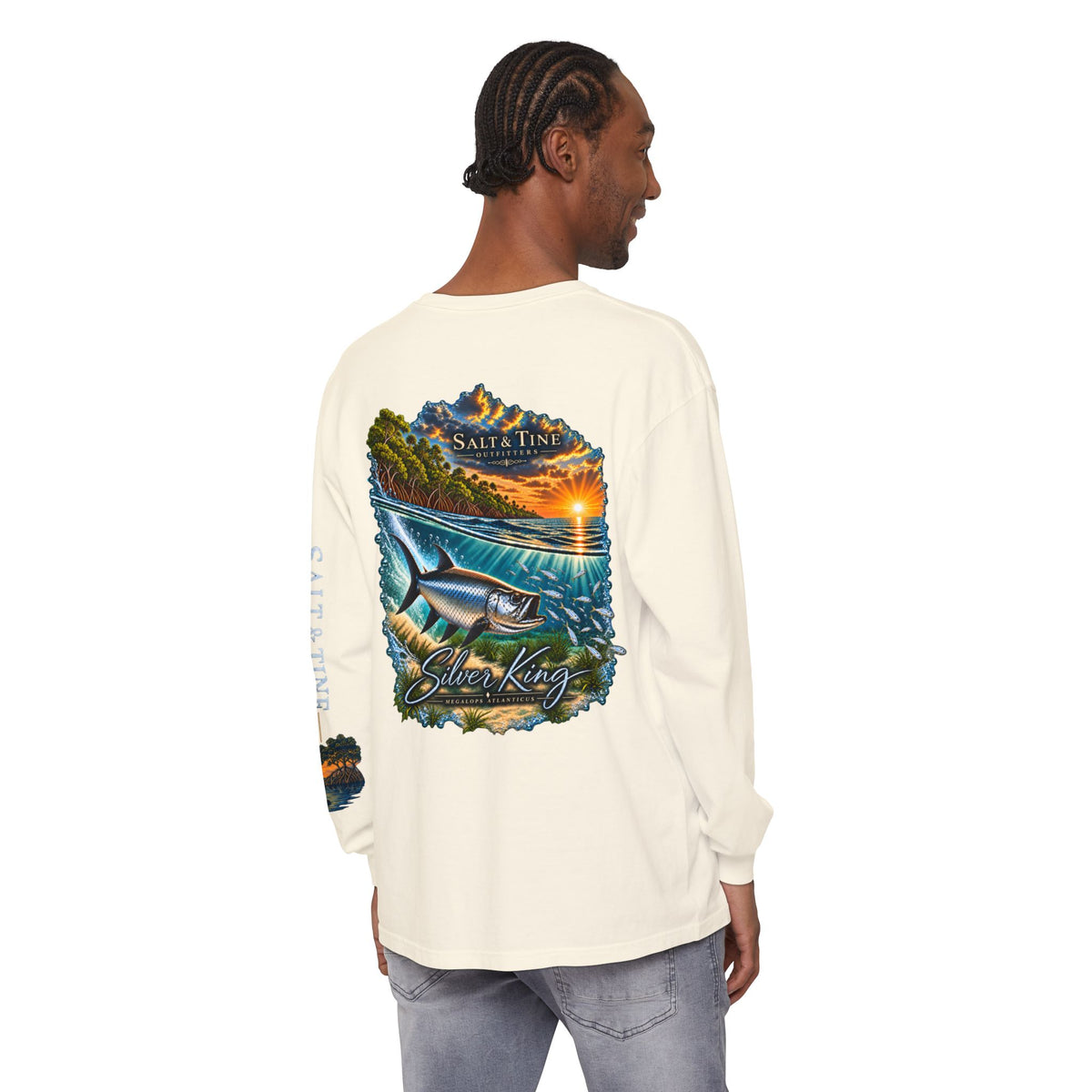 Salt & Tine Outfitters Long Sleeve Tee — 'Silver King' Fishing Graphic