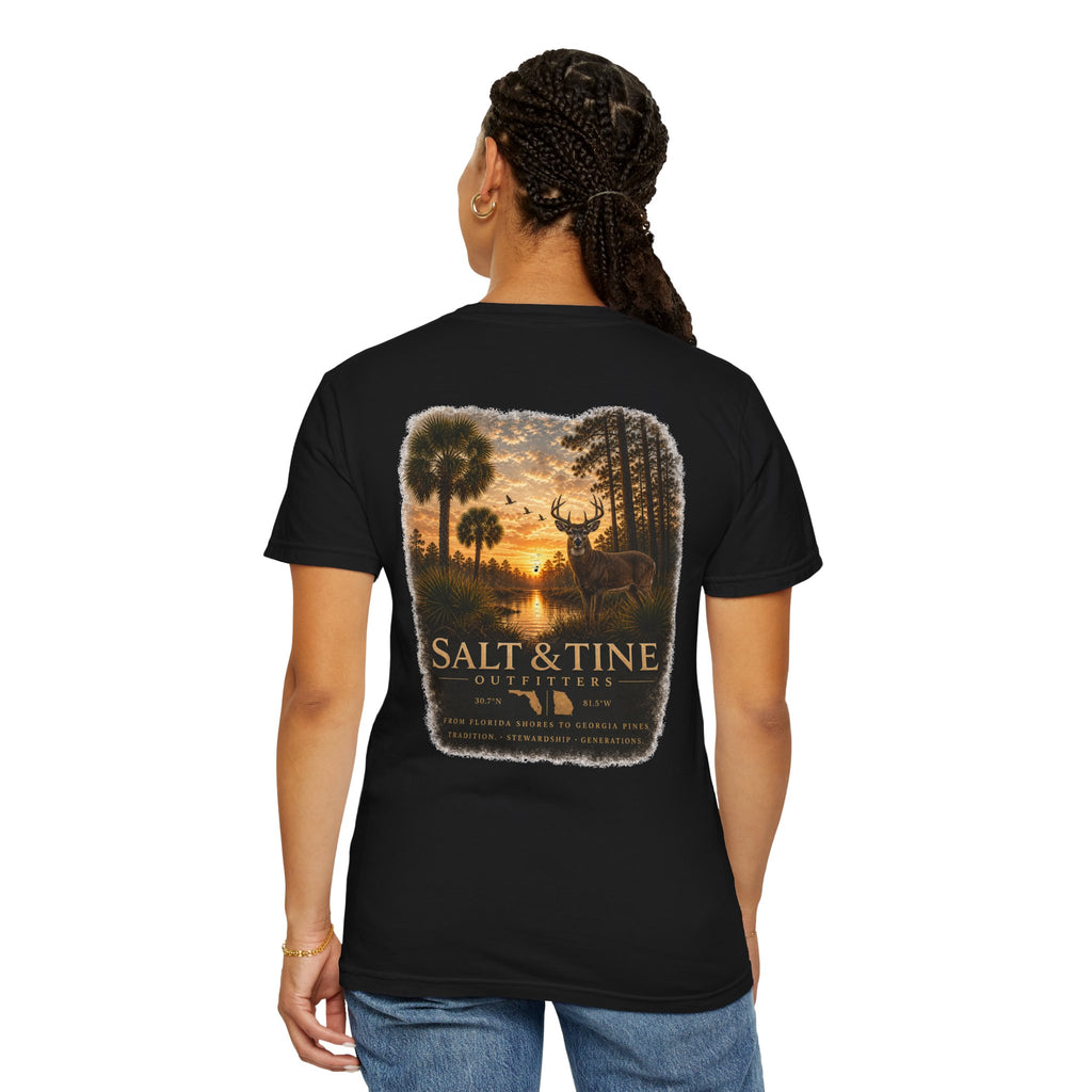 Deer Sunset and Marsh T-Shirt